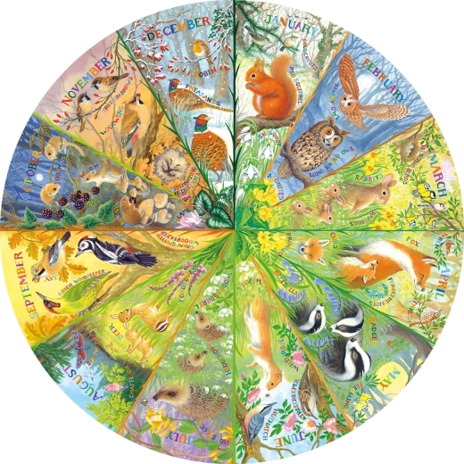 Kulaté puzzle Rok v lese 500 dílků GIBSONS