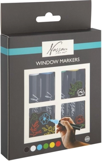 Křídové fixy na okna GRAFIX – sada 6 barev