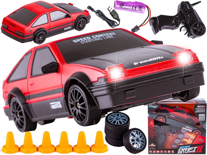 Driftovací RC auto Toyota 1:24 2,4 GHz 4WD červeno-černé