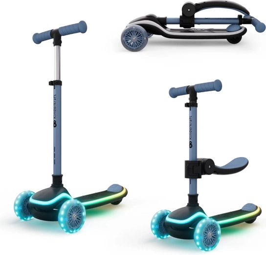 Kinderkraft raket up blue dětská koloběžka a odrážedlo 2v1 s led světly