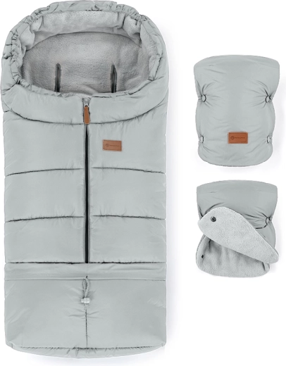 Petite&Mars zimní set fusak Jibot 3v1 a rukavice na kočárek Jasie quiet grey
