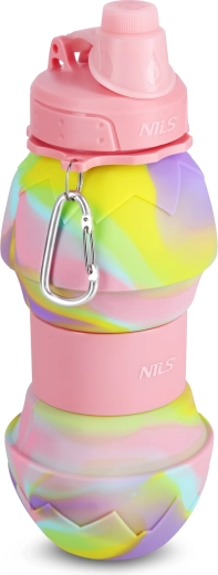 Skládací silikonová láhev NILS Camp 700 ml růžová