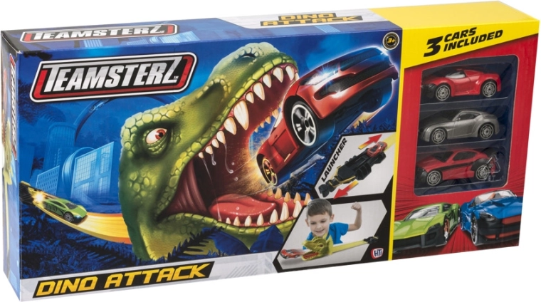 Teamsterz závodní dráha s dinosaurem a 2 autíčky