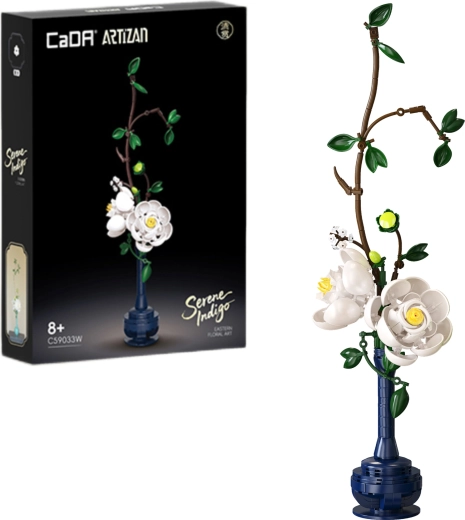 Stavebnice CaDA květiny serene indigo (pivoňky) 47,9 cm, 324 dílků