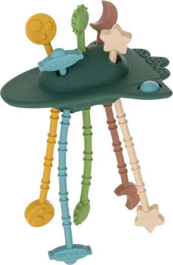 Petite&Mars silikonová senzorická hračka Crazy rocket misty green 10m+