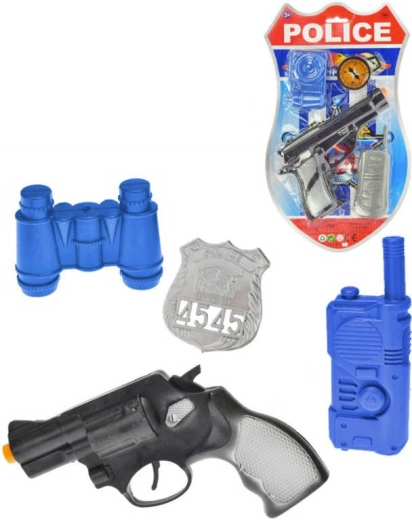 Policejní klapací pistole 18 cm se setem doplňků (fotoaparát/dalekohled)