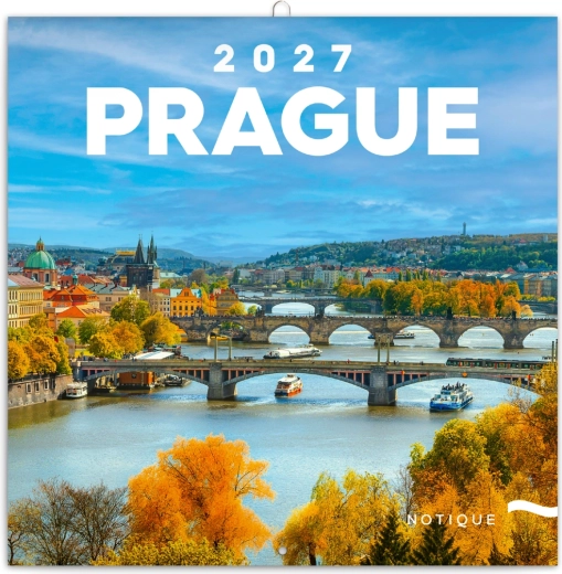 Nástěnný poznámkový kalendář Praha 2027, 20 × 20 cm