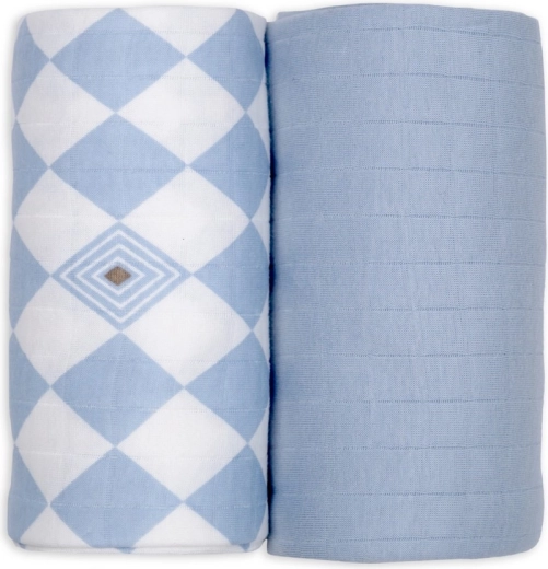 Lodger swaddler z organické bavlny 110 × 110 cm, blue fogg - 2 kusy