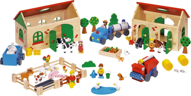 Dřevěná farma my farm – herní sada 71 dílů