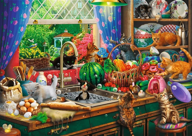 TREFL Puzzle Premium Plus: Čajový čas s rozvernými koťaty 1000 dílků