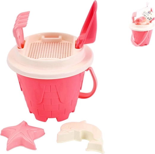 Růžová sada na písek s kyblíkem 18 × 26 cm