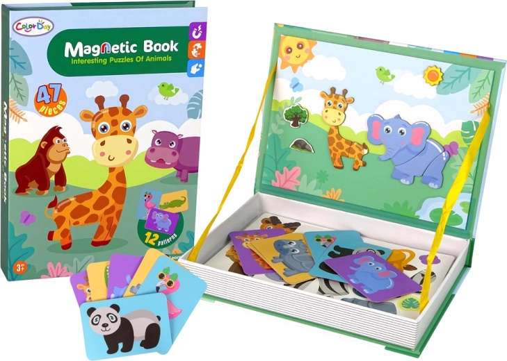 Magnetická knížka s magnetkami – zvířata, krokodýl a opička