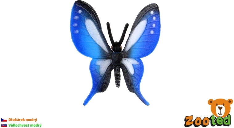 Figurka tropického modrého motýla Papilio Zooted - 1 kus