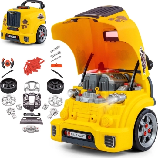 Milly Mally N-gine rozebíratelný motor a dílna – žlutý