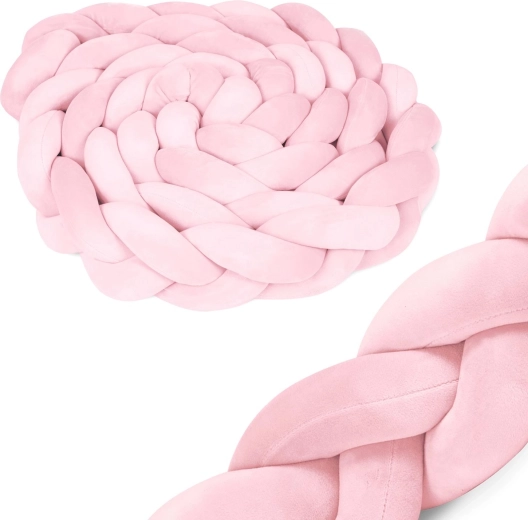 Pletený mantinel do postýlky Ricokids růžový 3 m