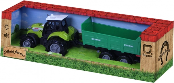 Traktor se zvuky a světlem se zelenou vlečkou