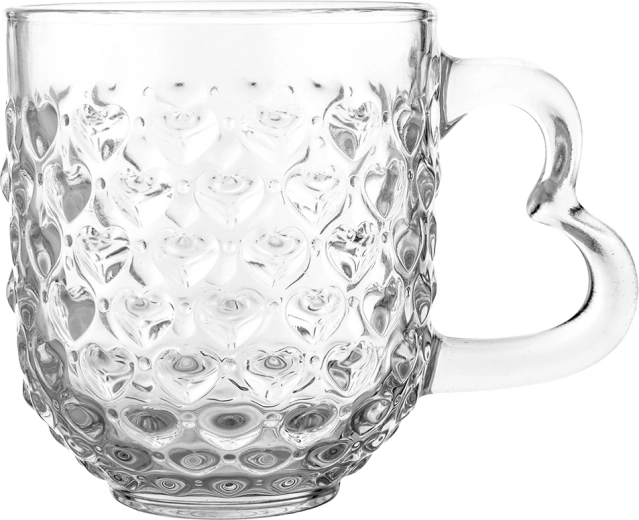 Altom Design skleněný hrnek se srdíčkovým dekorem 310 ml