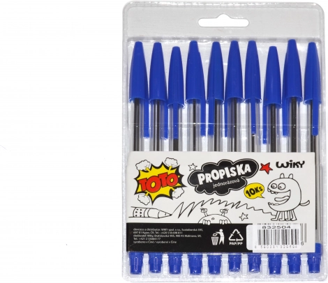 Jednorázové propisky TOTO - modrá náplň, 10 ks