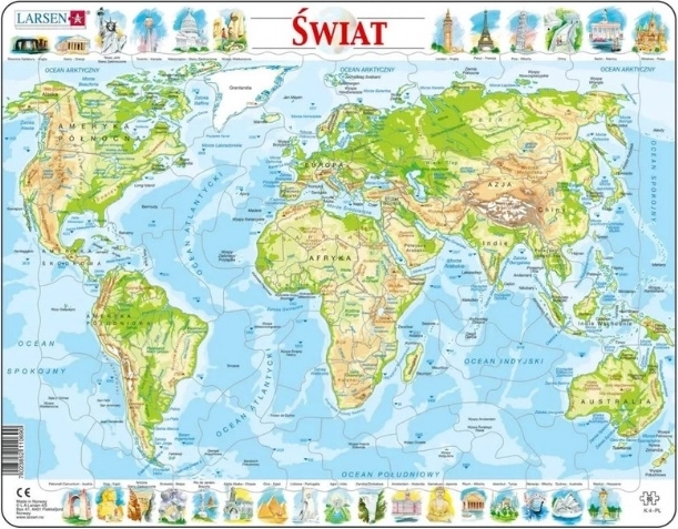 Larsen fyzická mapa světa
