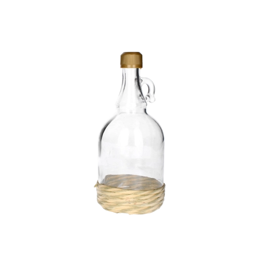 Skleněný galon 0,5 l s uchem v opletu se šroubovacím uzávěrem
