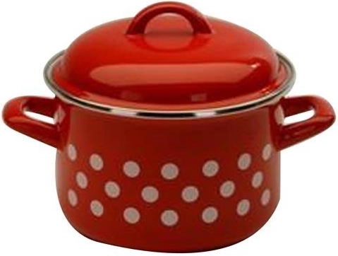 Smaltovaný hrnec s poklicí 24 cm, 7 l Puntík červený