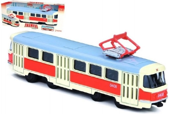 Kovová retro tramvaj Tatra T3 na zpětný chod 16 cm