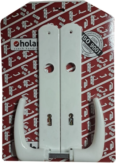 Dveřní klika Klasik se štítkem XXL 90 mm pro dozický zámek, bílá