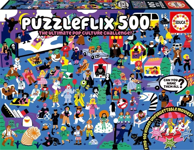 Educa Puzzleflix 500 dílků – filmová výzva s 100 skrytými odkazy