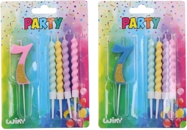 Párty svíčka číslo 7 s čtyřmi svíčkami