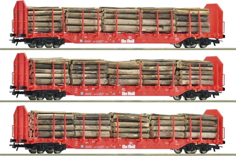Roco sada 3 klanicových vozů Rnoos s nákladem OnRail (H0)