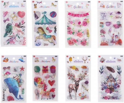 Papírové nálepky mix motivů 18,5 × 10 cm, 6 listů