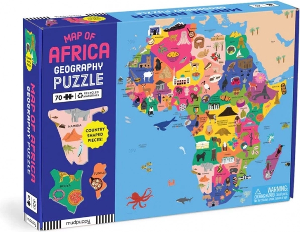 Mudpuppy zeměpisné puzzle Mapa Afriky 70 dílků