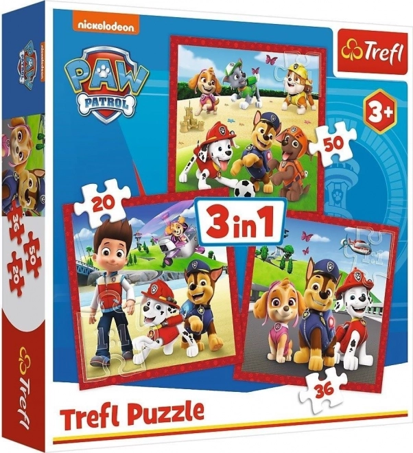 Puzzle 3 v 1 PAW PATROL Veselí pejsci Trefl