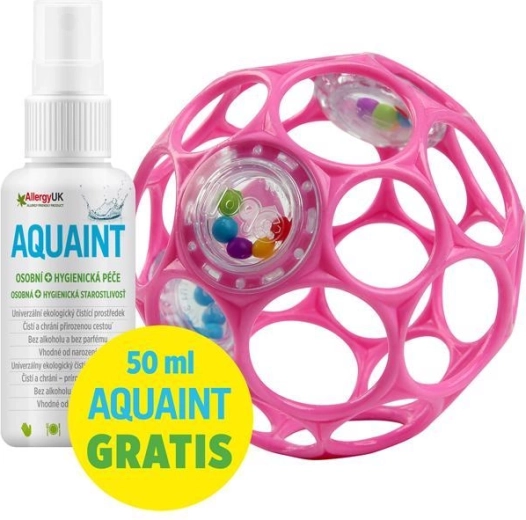 Oball chrastící míček 10 cm tmavě růžový + čisticí voda Aquaint 50 ml
