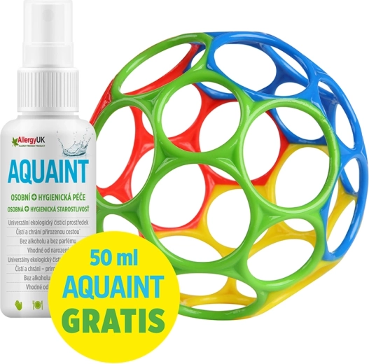 Oball rattle chrastítko 10 cm modré + Aquaint ekologická čisticí voda 50 ml