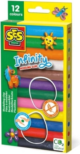SES Plastelína Infinity 12 barev 180 g