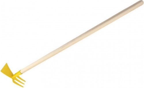 Oboustranná motyčka pro děti žlutá s násadou 80cm
