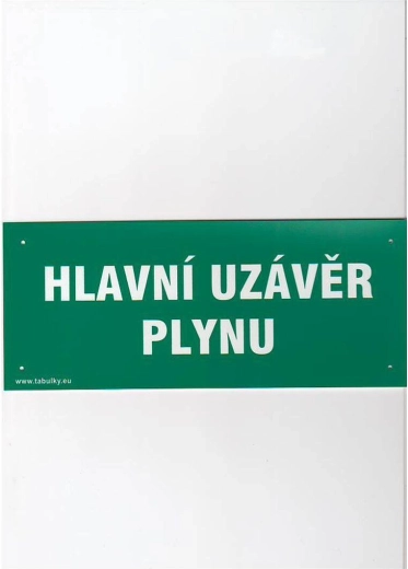 Bezpečnostní tabulka Hlavní uzávěr plynu 210 × 87 mm plast