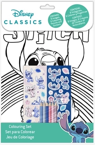 Stitch sada na vybarvování s pastelkami a samolepkami
