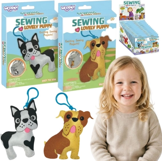 Woopie sewing lovely puppy – sada na šití pro děti (DIY přívěsek pejsci)