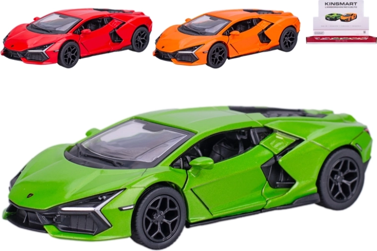 Kinsmart Lamborghini Revuelto kovový model 1:38 s otevíracími dveřmi