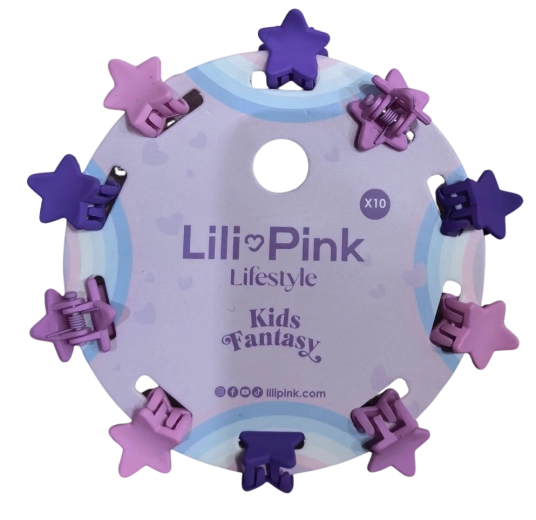 PINK sada mini skřipců do vlasů hvězdička fialová a růžová (10 ks)