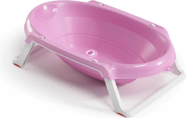 Ok Baby skládací protiskluzová vanička Onda Slim růžová 0–12 měsíců