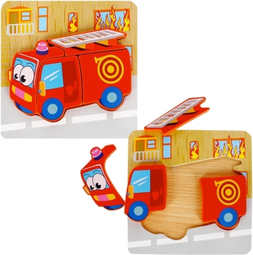 Dřevěné edukativní puzzle Hasiči