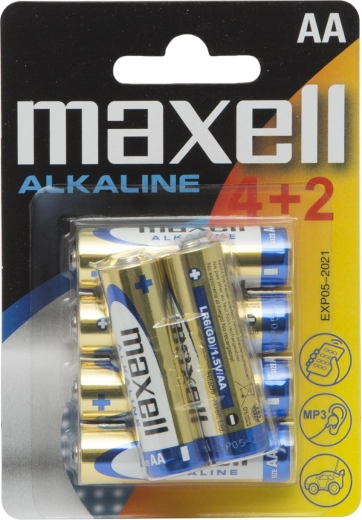Alkalická tužková baterie AA LR6 1,5 V, 6 kusů