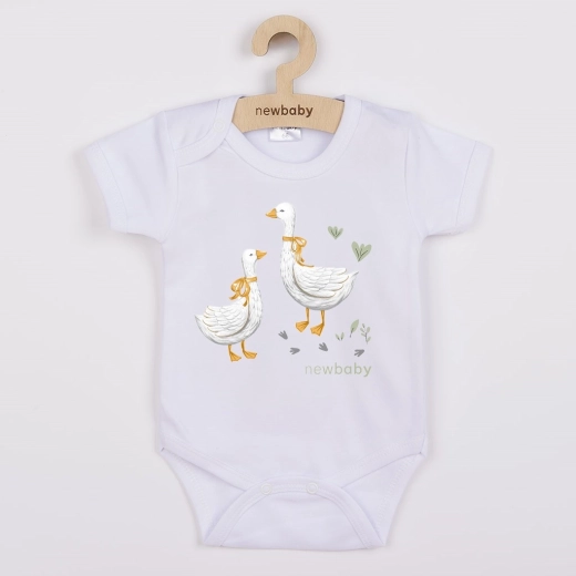 Dětské body s krátkým rukávem s potiskem husičky New Baby