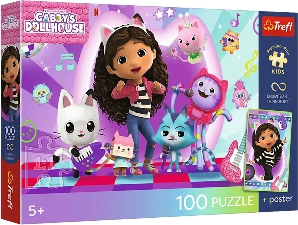 Premium puzzle pro děti Koci domek Gábi: Barevný kočičí svět 100 dílků