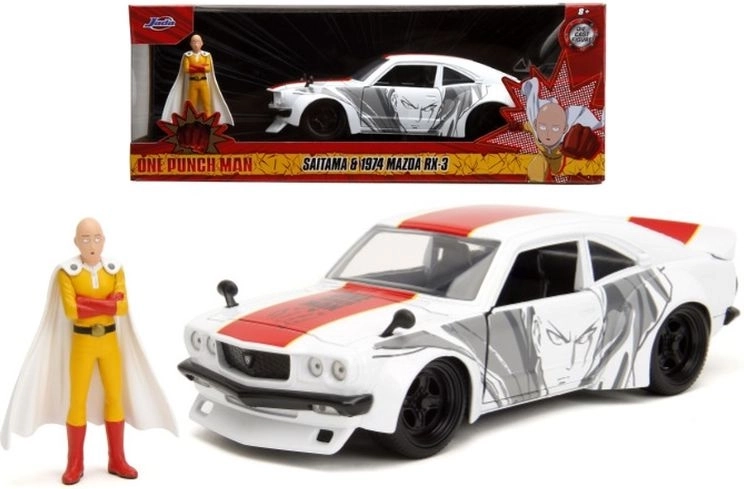 Jada One-Punch Man 1974 Mazda RX-3 1:24 s figurkou Saitamy