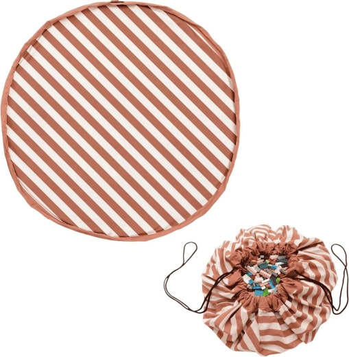 Play&Go Noomad original hrací deka a vak na hračky Stripes brown