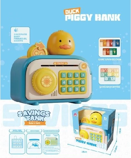 Elektronická dětská pokladnička sejf Kaczuszka s PIN a otiskem prstu